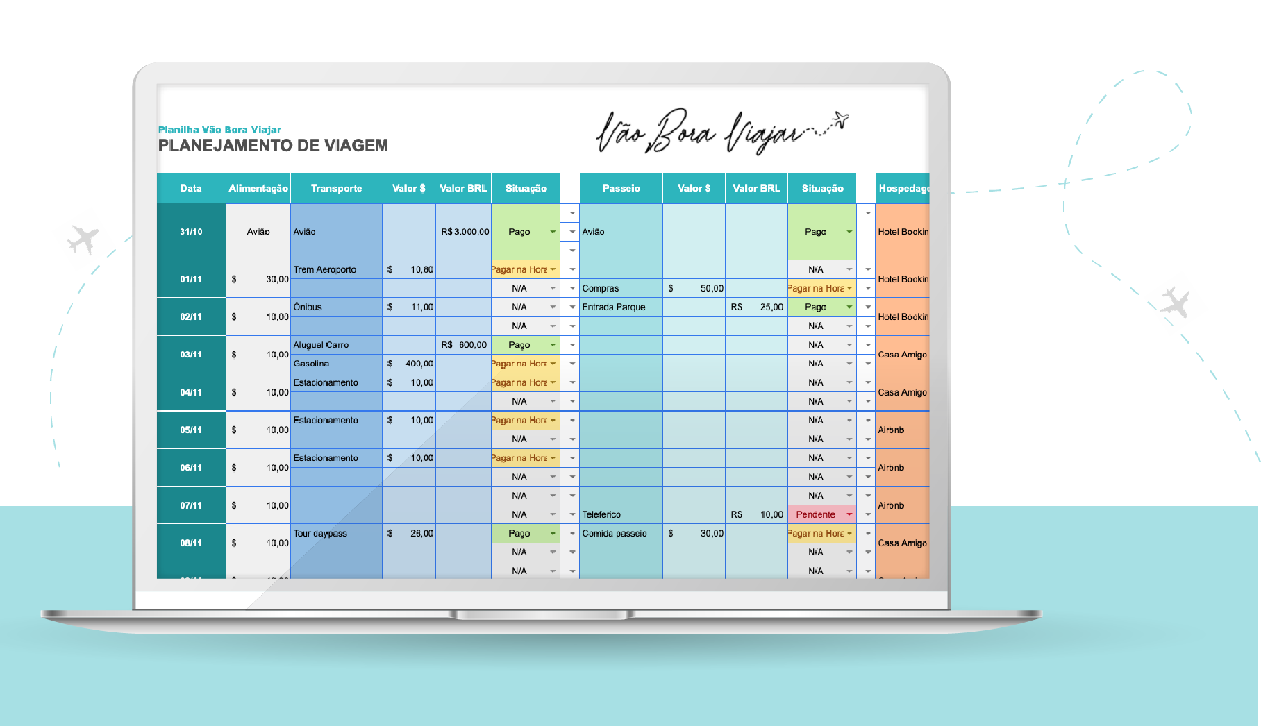 Planilha para Planejamento de Viagem - Foco na Produtividade